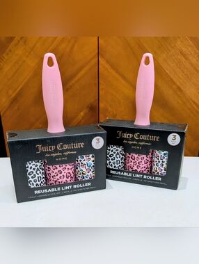 2 New Juicy Couture Leopard Heart Lint Roller 3  Pack Sets  VIRAL